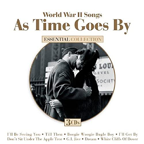 CD cover: Couple embracing, titled "As Time Goes By," WWII songs collection.