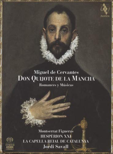 CD cover featuring a portrait of Miguel de Cervantes, author of Don Quixote.