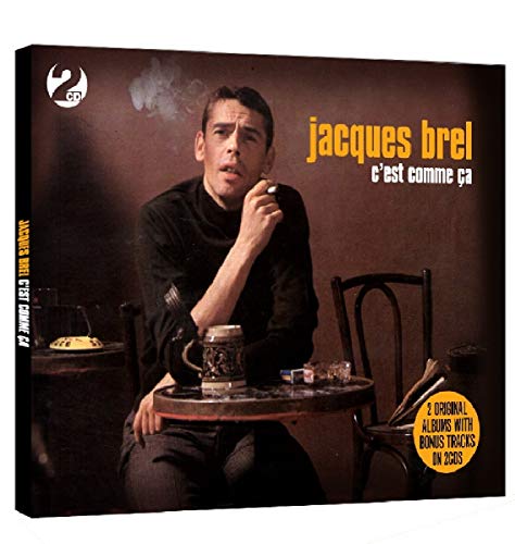 Jacques Brel sits at a table with a beer stein on this CD cover.
