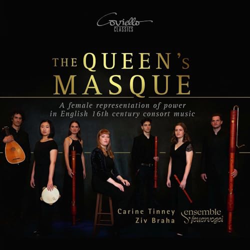CD cover featuring six musicians with Renaissance instruments, dark clothing.