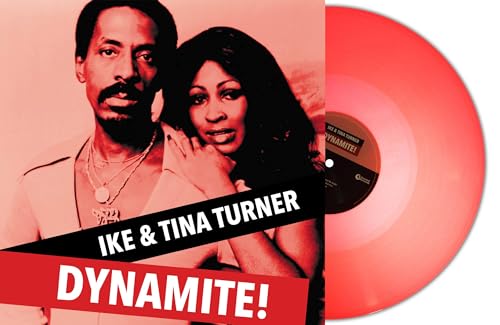 Ike and Tina Turner portrait with orange vinyl record on the right.