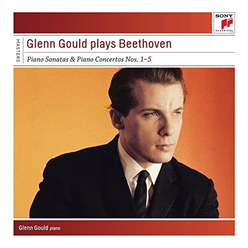 Glenn Gould portrait on a red and orange classical music CD cover.