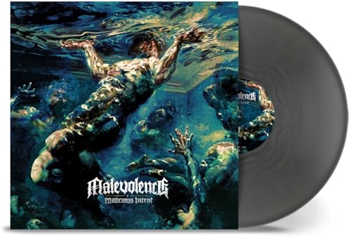 Malevolence Malicious Intent vinyl record with cover art showing figures submerged in dark water.
