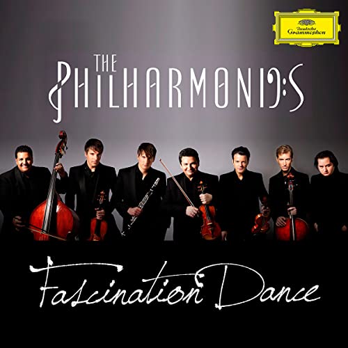 CD cover featuring The Philharmonics, a string ensemble, in dark suits.