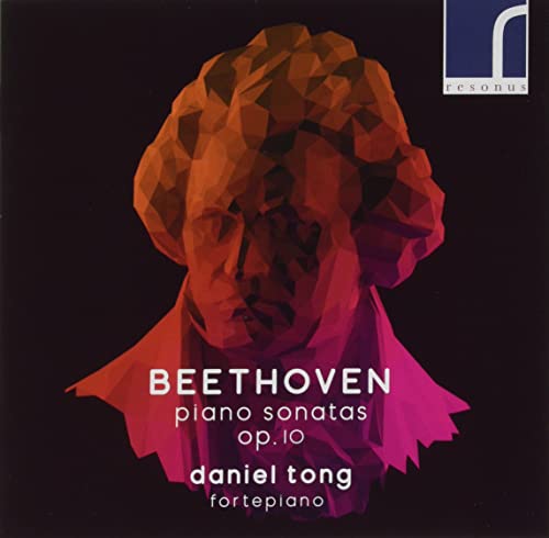 CD cover: polygonal portrait of Beethoven, text "Beethoven piano sonatas Op. 10".