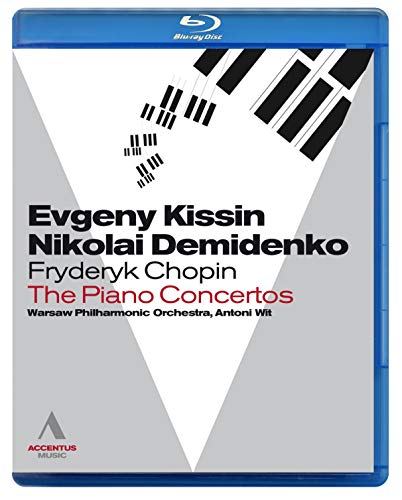 Blu-ray cover for Chopin piano concertos featuring Kissin and Demidenko.