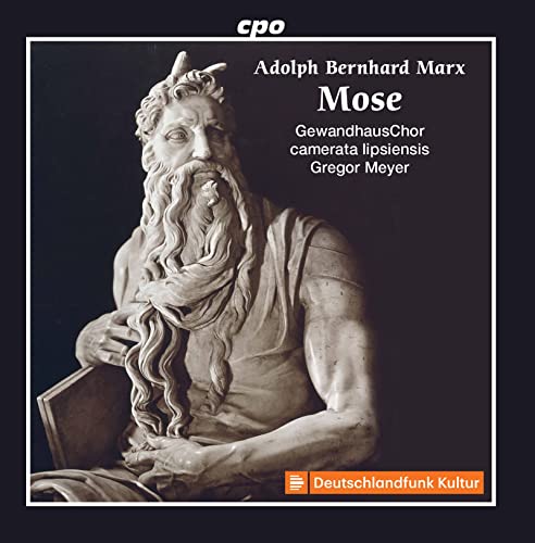 CD cover for Adolph Bernhard Marx’s “Mose” featuring a statue of Moses.