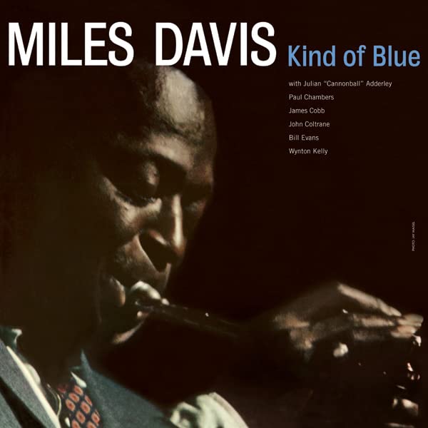 Album cover for Miles Davis’ “Kind of Blue” featuring a portrait.