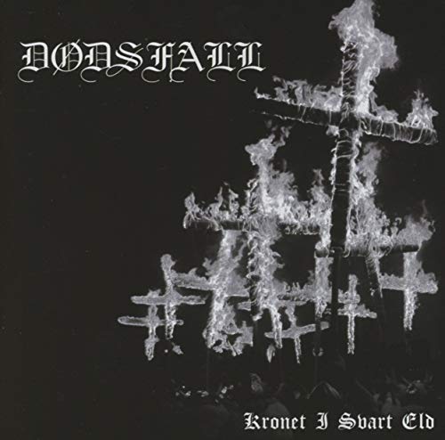 Black and white album cover with band name, crosses, and flames.