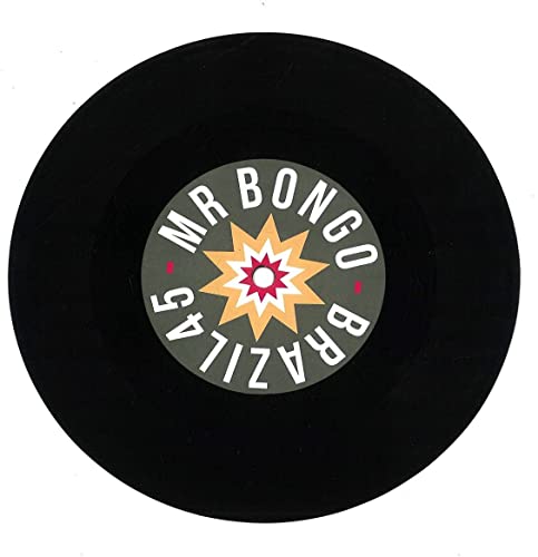 Black vinyl record with a central label featuring text and a starburst.