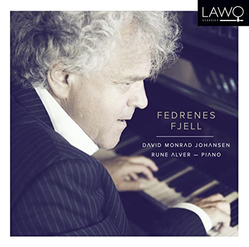 Man playing piano, album cover for "Fedrenes Fjell" by Rune Alver and Johansen.