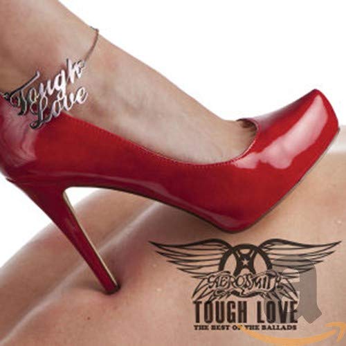 Aerosmith “Tough Love” CD cover featuring a red high heel and ankle bracelet.