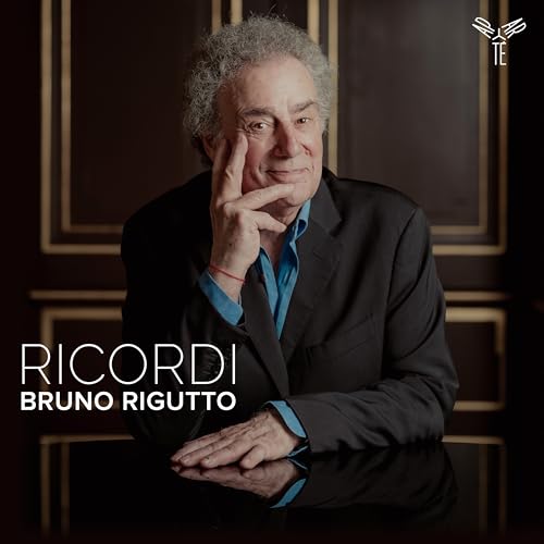 Bruno Rigutto portrait for the album "Ricordi", with ornate background.