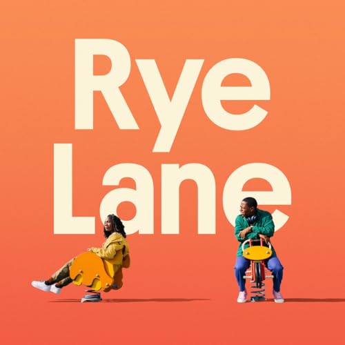 Album cover for Kwes.’s “Rye Lane” featuring two people on seesaws.