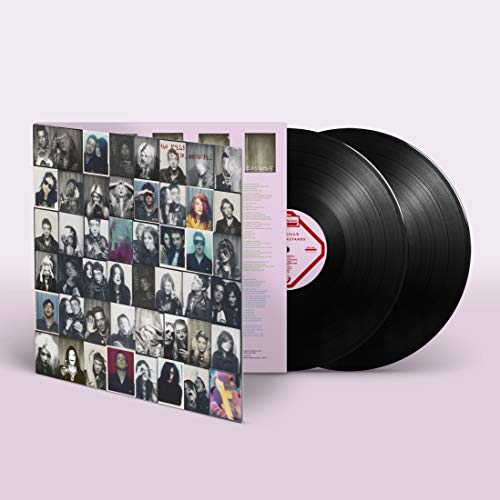 Double vinyl record with a collage of black and white portraits on the sleeve.