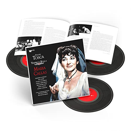 Maria Callas Tosca vinyl box set with records, cover art, and an open booklet.