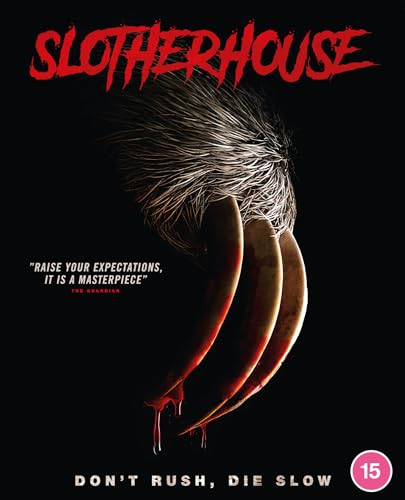 Slotherhouse" Blu-ray cover featuring a menacing, clawed sloth against a black background.