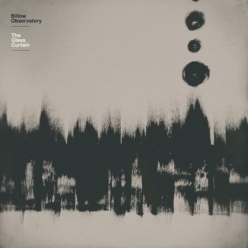 Black and white album cover with abstract brushstroke forest and circles.