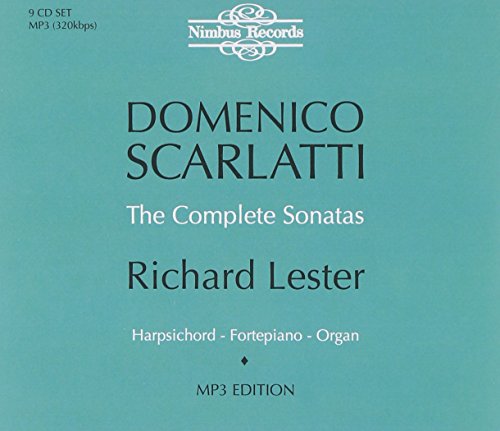 Teal album cover displaying "Domenico Scarlatti: The Complete Sonatas" by Richard Lester.