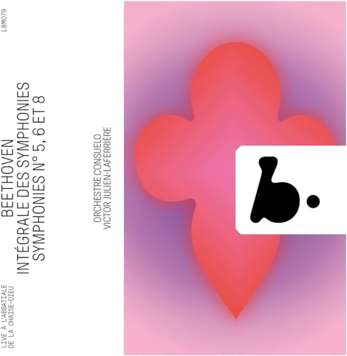 CD cover for Beethoven symphonies, abstract red and white design.