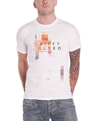 Biffy Clyro T Shirt Multi Pixel Band Logo Official Mens White M