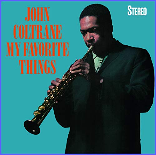 John Coltrane album cover: portrait of the musician playing a saxophone.