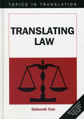 Book cover: "Translating Law" with scales of justice illustration.