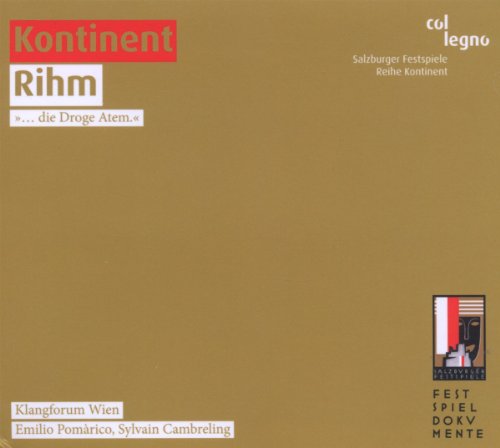 CD cover for "Kontinent Rihm" with red and black text on a gold background.
