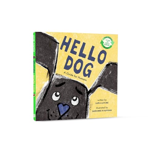 Yellow and black illustrated flip book titled "Hello Dog / Hello Human".