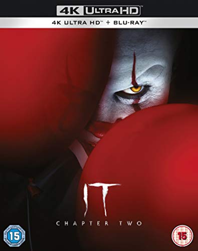 It Chapter Two" Blu-ray cover featuring Pennywise with a red balloon.