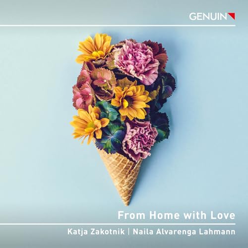 CD cover: flowers arranged in an ice cream cone, light blue background.