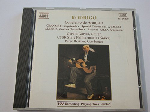 CD case for Rodrigo’s “Concierto De Aranjuez” featuring a guitarist.