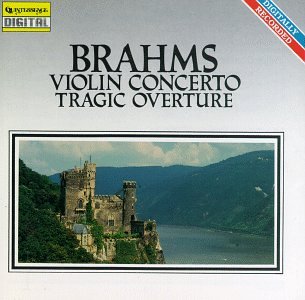 CD cover for Brahms’ Violin Concerto and Tragic Overture, castle landscape.