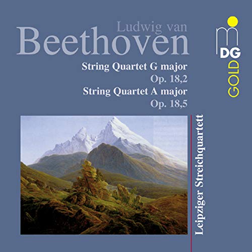 Beethoven CD cover with mountain landscape and text in German and English.