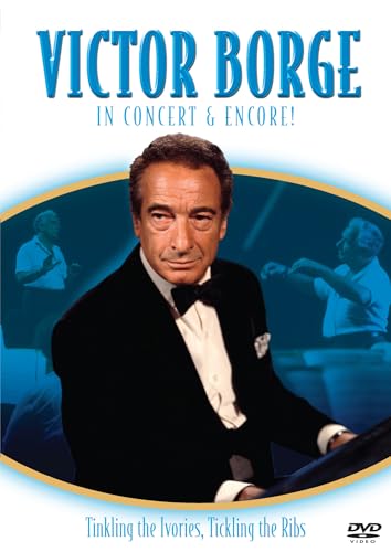 Victor Borge in tuxedo at a piano, DVD cover art.