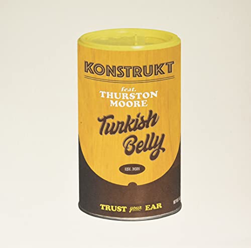 Yellow vinyl record in a cylindrical package labeled "Turkish Belly" and "Konstrukt".