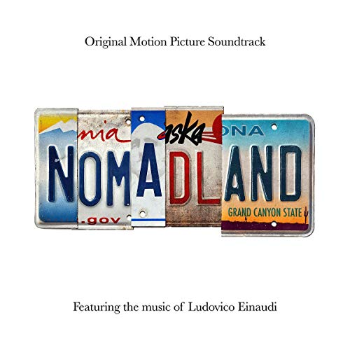 Nomadland" CD cover featuring license plates spelling out the title.