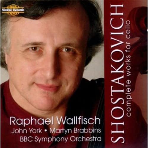 CD cover featuring cellist Raphael Wallfisch and composer Shostakovich’s name.