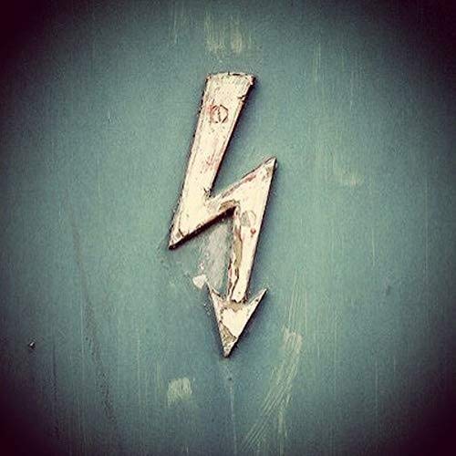 CD cover with a distressed, textured lightning bolt symbol.