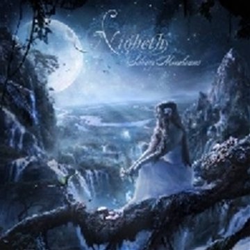 CD cover: woman by a waterfall under a large, bright moon.