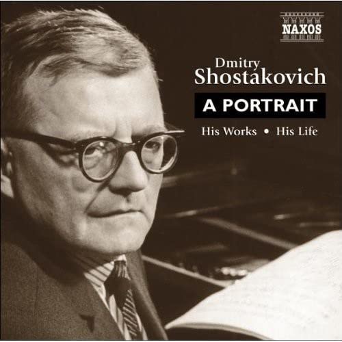 Dmitry Shostakovich portrait CD cover, featuring the composer at a piano.