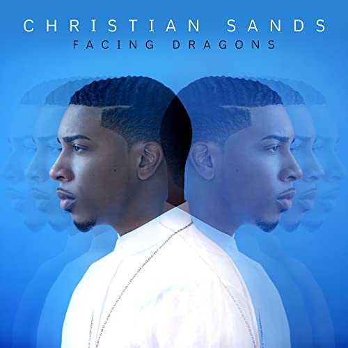 Album cover for Christian Sands’ “Facing Dragons” featuring a portrait of the artist.