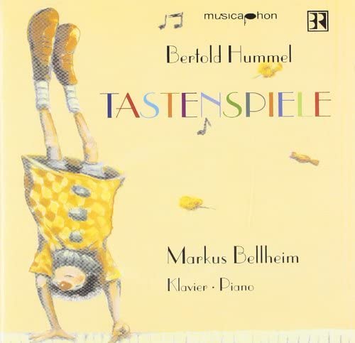 CD cover with illustration of a child doing a handstand, yellow tones.