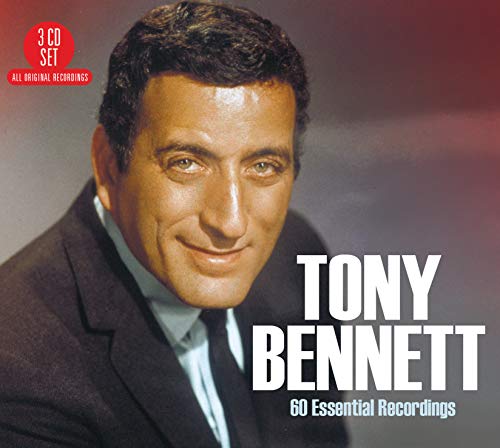 Tony Bennett portrait on a 3-CD set cover, titled “60 Essential Recordings”.