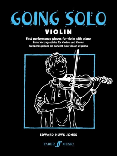 Going Solo" violin music book cover with a white line drawing of a boy playing.