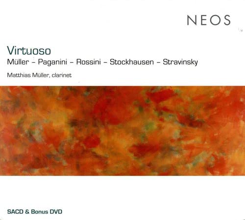 CD cover for "Virtuoso" by Muller/Ensemble Zero, with abstract red artwork.