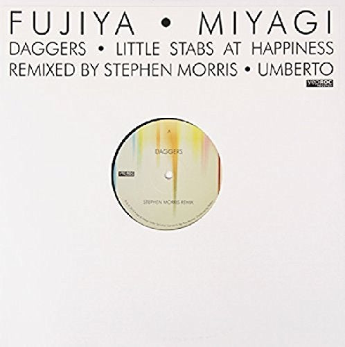 White vinyl record sleeve with colorful center label and band name.