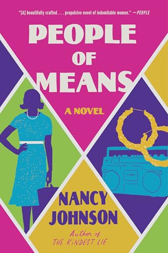 Book cover: "People of Means" by Nancy Johnson, featuring a woman and boombox.