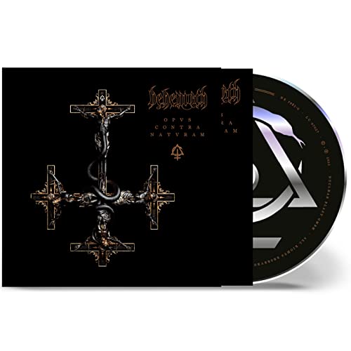 Behemoth album cover, "Opvs Contra Natvram," featuring a cross and serpent.