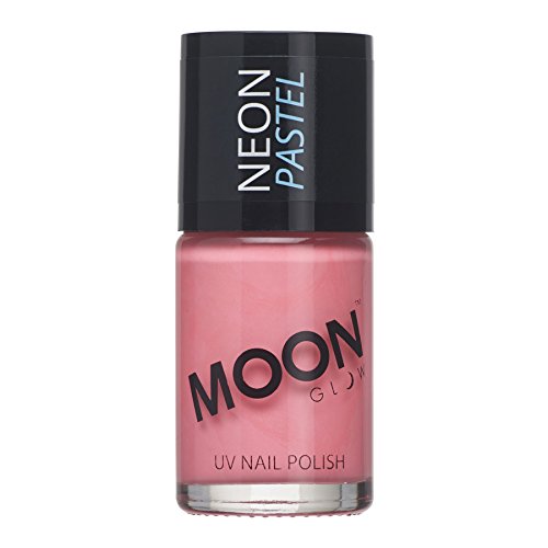 Neon UV Nail Polish by Moon Glow - Pastel Coral - Bright Neon Nail Varnish - Glows under UV - 14ml